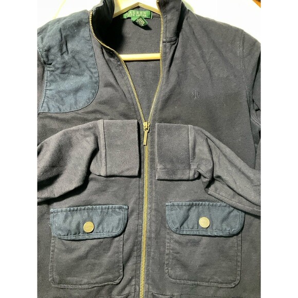 Y2K Polo Ralph Lauren XS Navy Shooting Sleeve Zip Jacket Women - Picture 8 of 8